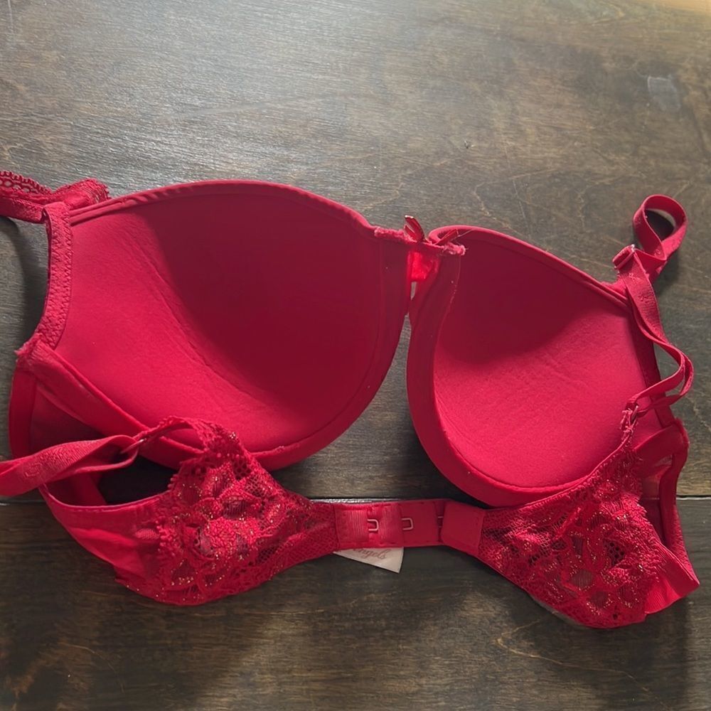 Vintage Victoria’s Secret Angel signature lined demi  red bra 34B - Picture 9 of 12
